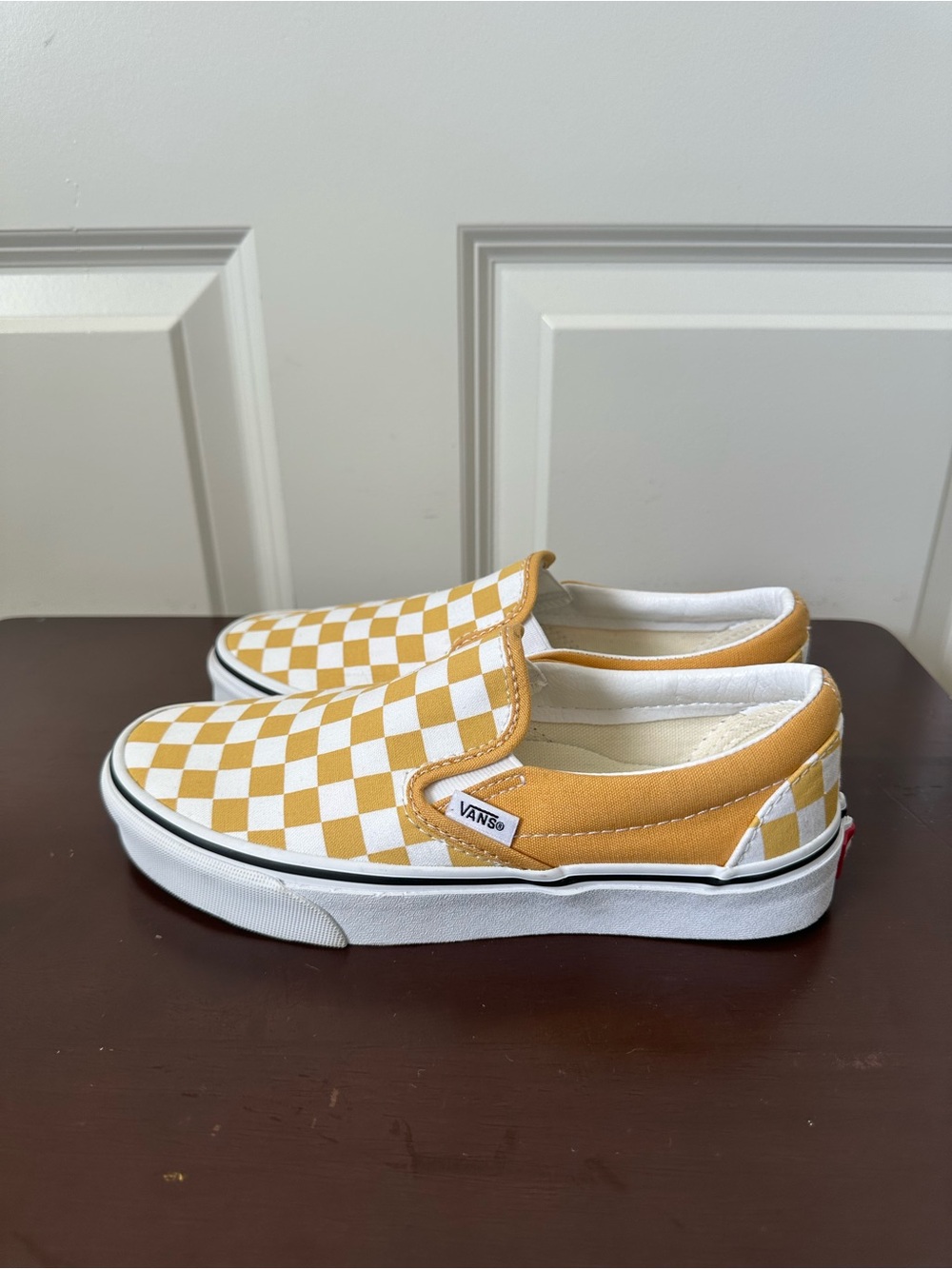 Vans Retro Yellow and White Checkerboard Slip-On Sneaker Size 6.5